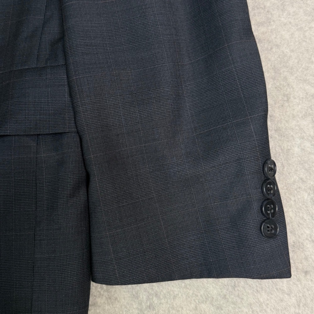 Hart Schaffner Marx Dillard's Mens 44R Blazer Pure New Wool Glen Plaid Charcoal - Picture 4 of 16